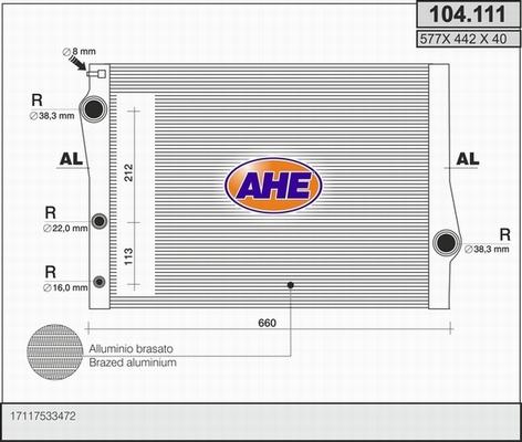 AHE 104.111 - Radiators, Motora dzesēšanas sistēma autodraugiem.lv