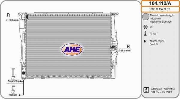 AHE 104.112/A - Radiators, Motora dzesēšanas sistēma autodraugiem.lv
