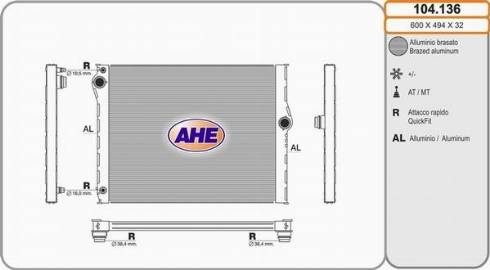 AHE 104.136 - Radiators, Motora dzesēšanas sistēma autodraugiem.lv