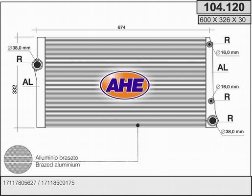 AHE 104.120 - Radiators, Motora dzesēšanas sistēma autodraugiem.lv