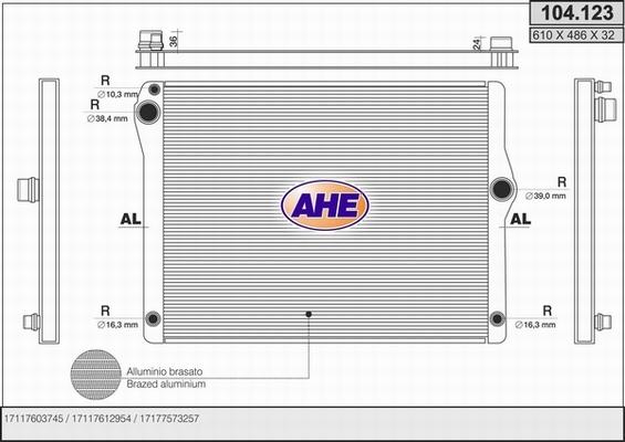 AHE 104.123 - Radiators, Motora dzesēšanas sistēma autodraugiem.lv