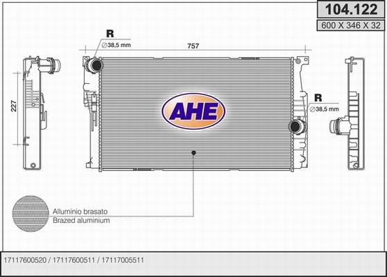 AHE 104.122 - Radiators, Motora dzesēšanas sistēma autodraugiem.lv