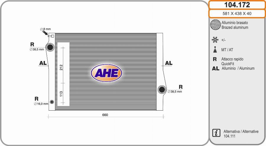 AHE 104.172 - Radiators, Motora dzesēšanas sistēma autodraugiem.lv