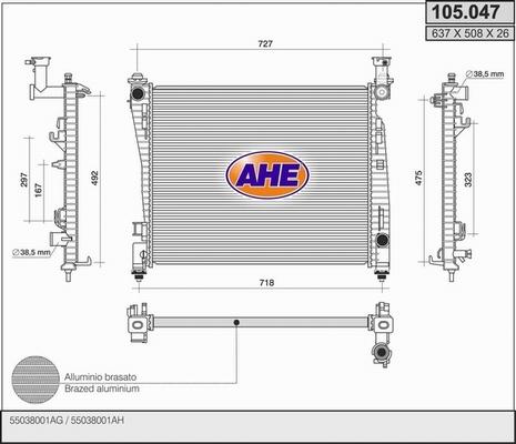 AHE 105.047 - Radiators, Motora dzesēšanas sistēma autodraugiem.lv