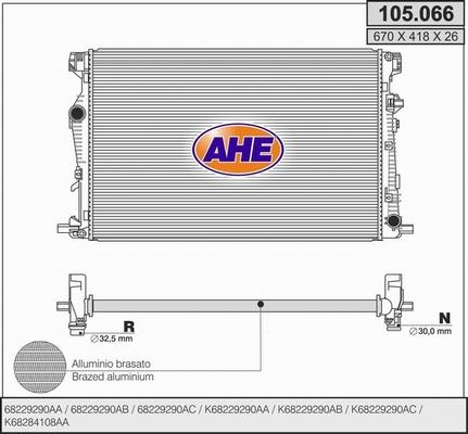 AHE 105.066 - Radiators, Motora dzesēšanas sistēma autodraugiem.lv