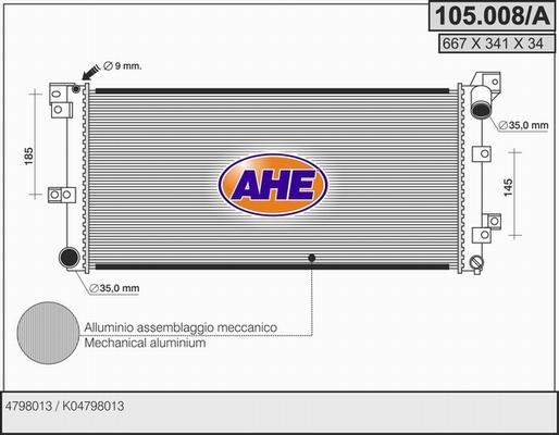 AHE 105.008/A - Radiators, Motora dzesēšanas sistēma autodraugiem.lv