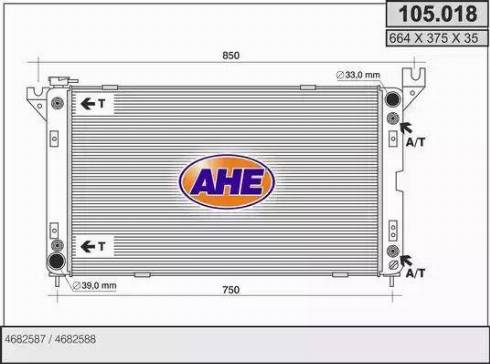 AHE 105018 - Radiators, Motora dzesēšanas sistēma autodraugiem.lv