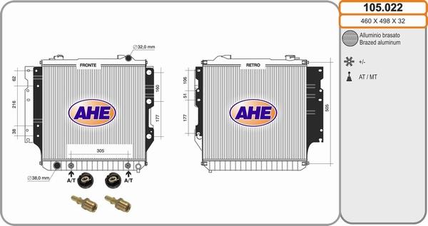 AHE 105.022 - Radiators, Motora dzesēšanas sistēma autodraugiem.lv