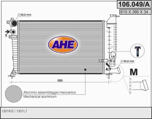 AHE 106.049/A - Radiators, Motora dzesēšanas sistēma autodraugiem.lv