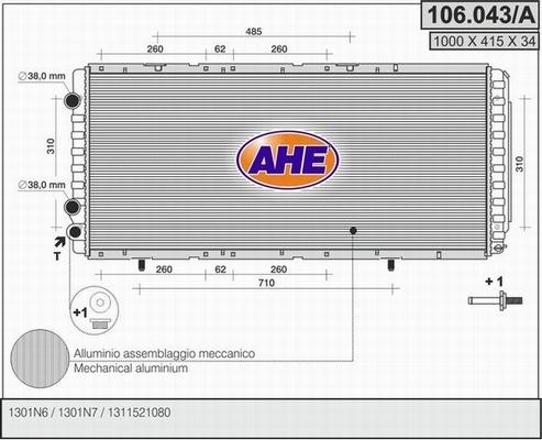 AHE 106.043/A - Radiators, Motora dzesēšanas sistēma autodraugiem.lv