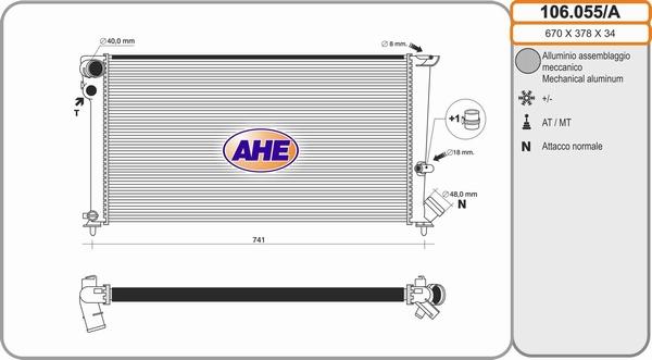 AHE 106.055/A - Radiators, Motora dzesēšanas sistēma autodraugiem.lv