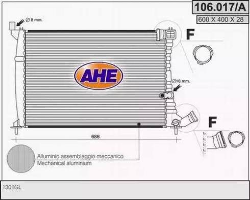 AHE 106.017/A - Radiators, Motora dzesēšanas sistēma autodraugiem.lv