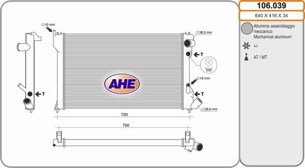 AHE 106.039 - Radiators, Motora dzesēšanas sistēma autodraugiem.lv