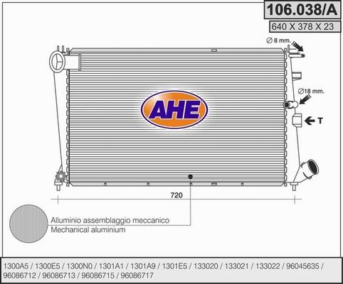 AHE 106.038/A - Radiators, Motora dzesēšanas sistēma autodraugiem.lv