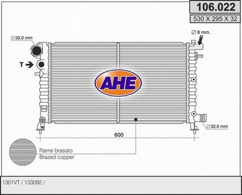 AHE 106.022 - Radiators, Motora dzesēšanas sistēma autodraugiem.lv