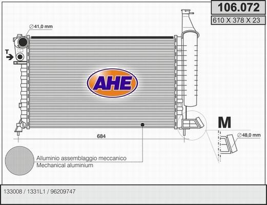 AHE 106.072 - Radiators, Motora dzesēšanas sistēma autodraugiem.lv