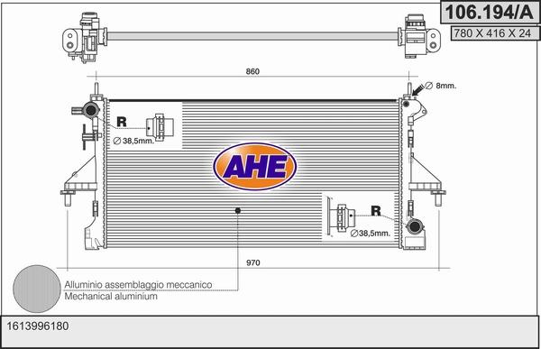 AHE 106.194/A - Radiators, Motora dzesēšanas sistēma autodraugiem.lv