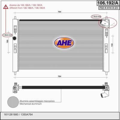 AHE 106.192/A - Radiators, Motora dzesēšanas sistēma autodraugiem.lv