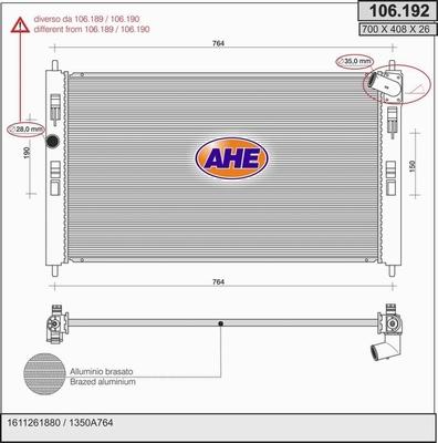 AHE 106.192 - Radiators, Motora dzesēšanas sistēma autodraugiem.lv