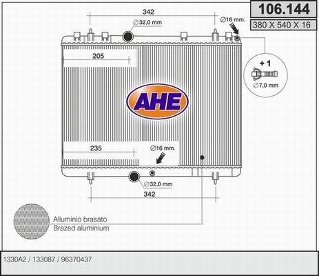 AHE 106.144 - Radiators, Motora dzesēšanas sistēma autodraugiem.lv