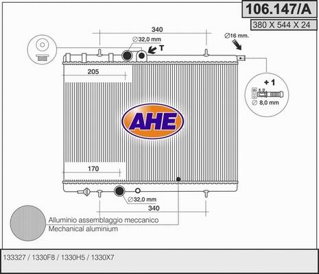 AHE 106.147/A - Radiators, Motora dzesēšanas sistēma autodraugiem.lv