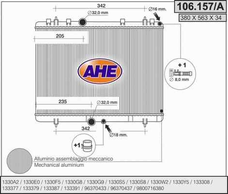 AHE 106.157/A - Radiators, Motora dzesēšanas sistēma autodraugiem.lv