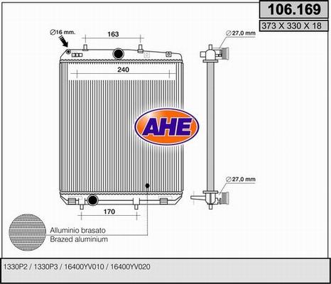 AHE 106.169 - Radiators, Motora dzesēšanas sistēma autodraugiem.lv