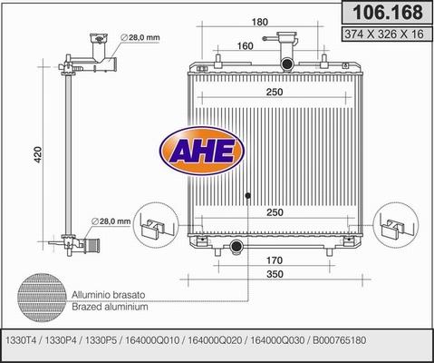 AHE 106.168 - Radiators, Motora dzesēšanas sistēma autodraugiem.lv