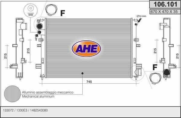 AHE 106.101 - Radiators, Motora dzesēšanas sistēma autodraugiem.lv