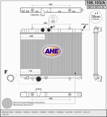 AHE 106.103/A - Radiators, Motora dzesēšanas sistēma autodraugiem.lv