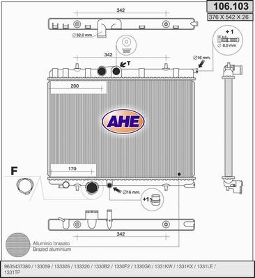 AHE 106.103 - Radiators, Motora dzesēšanas sistēma autodraugiem.lv