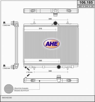 AHE 106.185 - Radiators, Motora dzesēšanas sistēma autodraugiem.lv