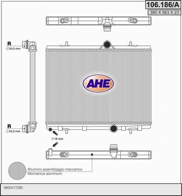 AHE 106.186/A - Radiators, Motora dzesēšanas sistēma autodraugiem.lv