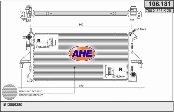 AHE 106.181 - Radiators, Motora dzesēšanas sistēma autodraugiem.lv