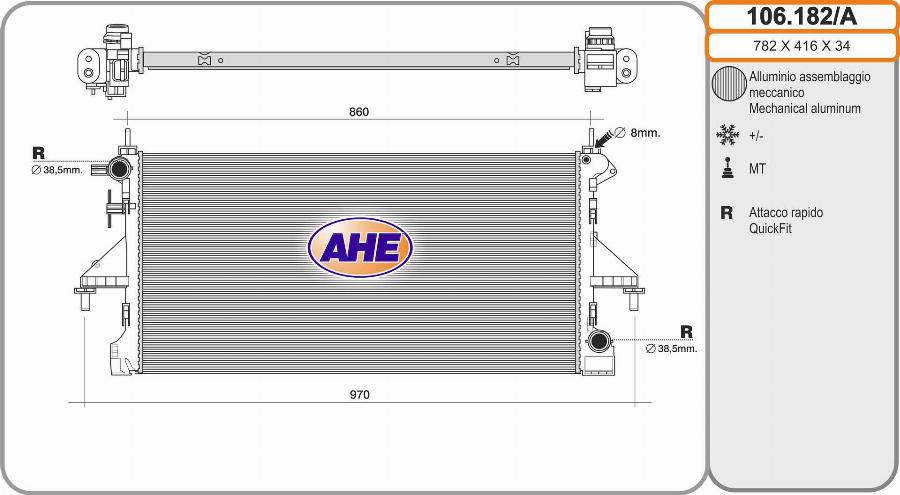 AHE 106.182/A - Radiators, Motora dzesēšanas sistēma autodraugiem.lv