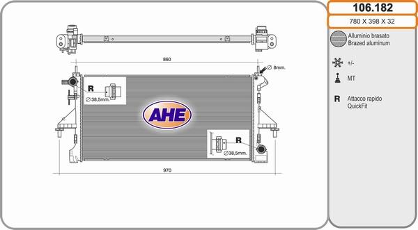 AHE 106.182 - Radiators, Motora dzesēšanas sistēma autodraugiem.lv