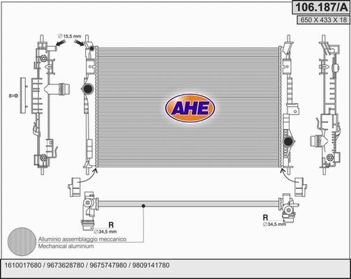 AHE 106.187/A - Radiators, Motora dzesēšanas sistēma autodraugiem.lv