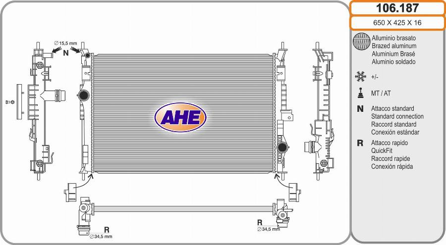 AHE 106.187 - Radiators, Motora dzesēšanas sistēma autodraugiem.lv