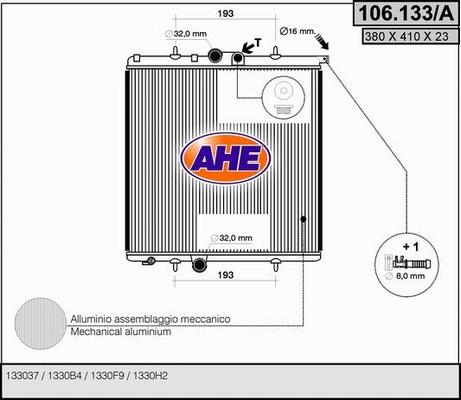 AHE 106.133/A - Radiators, Motora dzesēšanas sistēma autodraugiem.lv