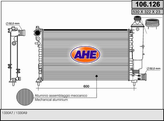 AHE 106.126 - Radiators, Motora dzesēšanas sistēma autodraugiem.lv