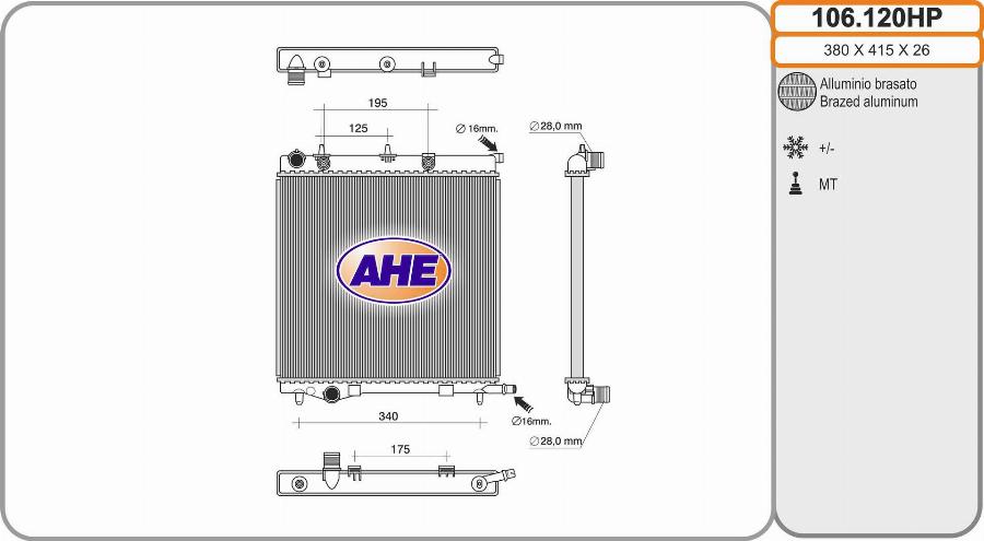 AHE 106.120HP - Radiators, Motora dzesēšanas sistēma autodraugiem.lv