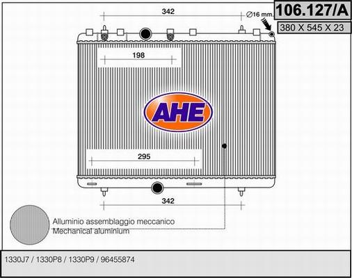 AHE 106.127/A - Radiators, Motora dzesēšanas sistēma autodraugiem.lv