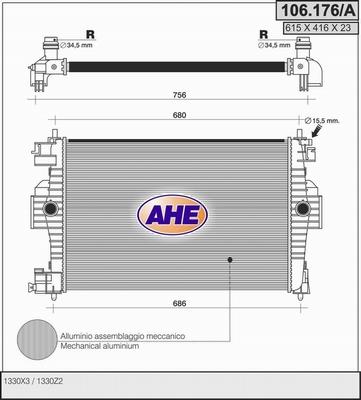 AHE 106.176/A - Radiators, Motora dzesēšanas sistēma autodraugiem.lv