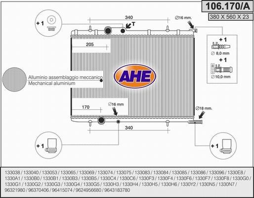 AHE 106.170/A - Radiators, Motora dzesēšanas sistēma autodraugiem.lv