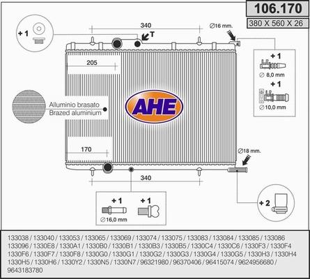 AHE 106.170 - Radiators, Motora dzesēšanas sistēma autodraugiem.lv