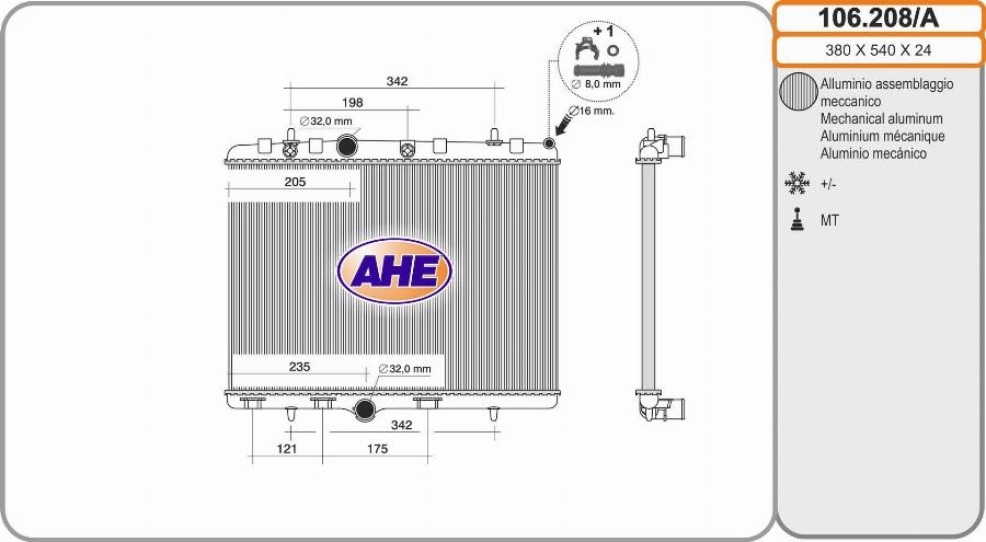 AHE 106.208/A - Radiators, Motora dzesēšanas sistēma autodraugiem.lv