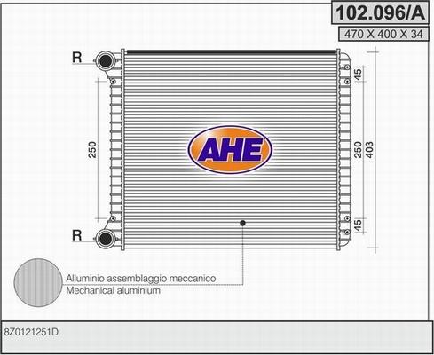 AHE 102.096/A - Radiators, Motora dzesēšanas sistēma autodraugiem.lv