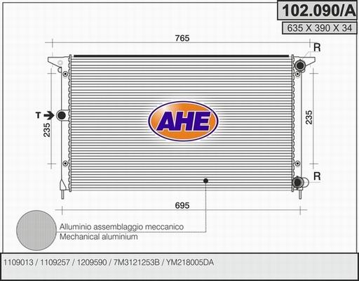 AHE 102.090/A - Radiators, Motora dzesēšanas sistēma autodraugiem.lv