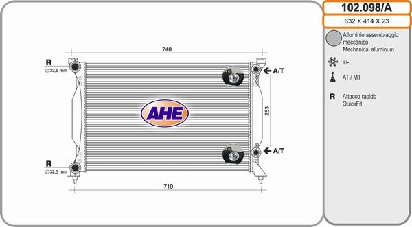 AHE 102.098/A - Radiators, Motora dzesēšanas sistēma autodraugiem.lv