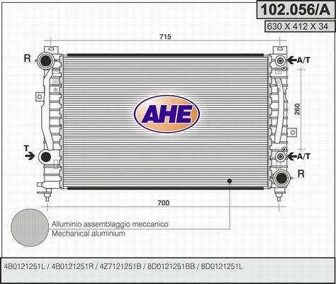 AHE 102.056/A - Radiators, Motora dzesēšanas sistēma autodraugiem.lv